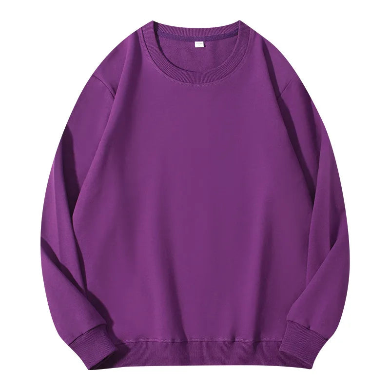 Sudadera informal lisa de cuello redondo, de tejido suave