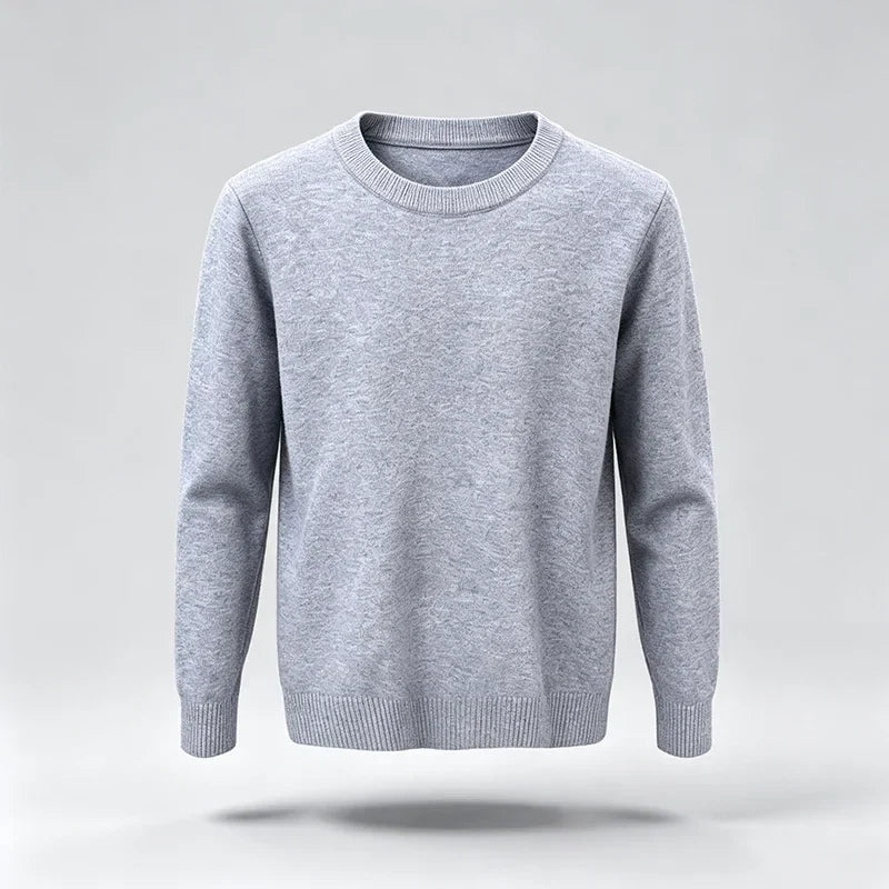 Pull tricoté ras du cou homme - Beige clair - Coupe classique