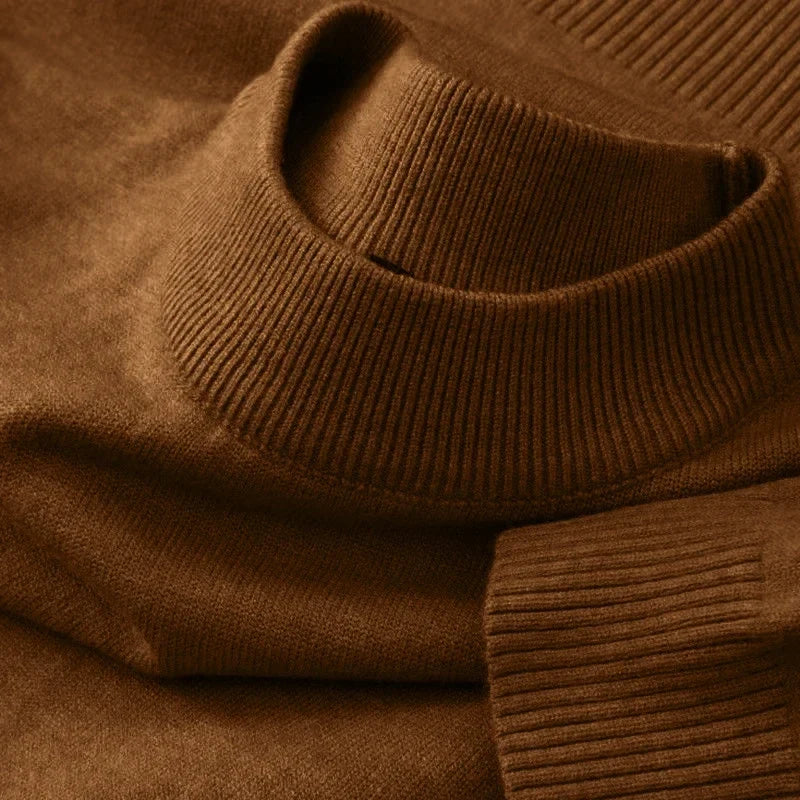 Jersey de cuello redondo acanalado de color liso, tejido suave