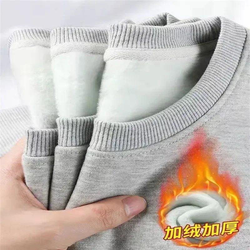 Sweat-shirt col rond doublure douce aspect peluche couleur unie