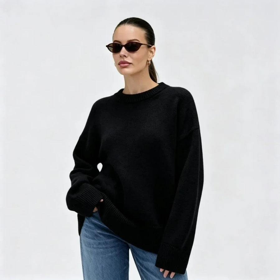 Oversized pullover til kvinder med rund hals i blød strik
