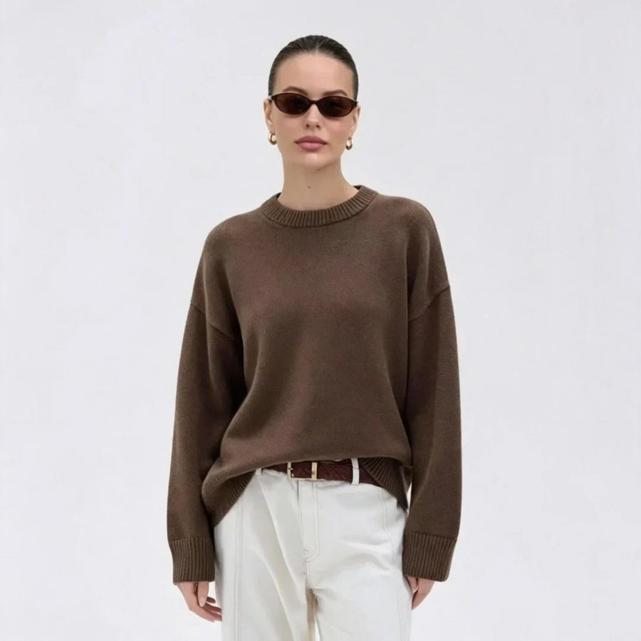 Oversized pullover til kvinder med rund hals i blød strik