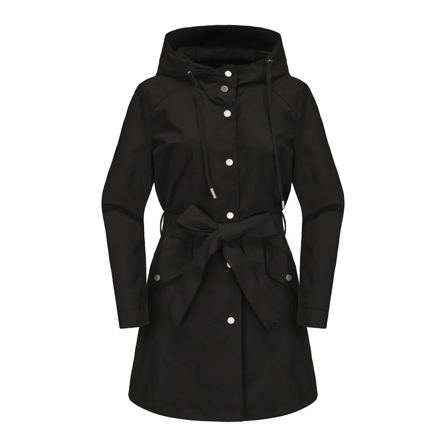 Imperméable Femme à Capuche Ceinturé Boutons Manches Longues