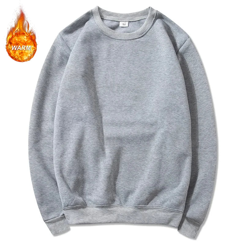 Avslappet, ensfarget unisex-sweatshirt med rund hals i fleece