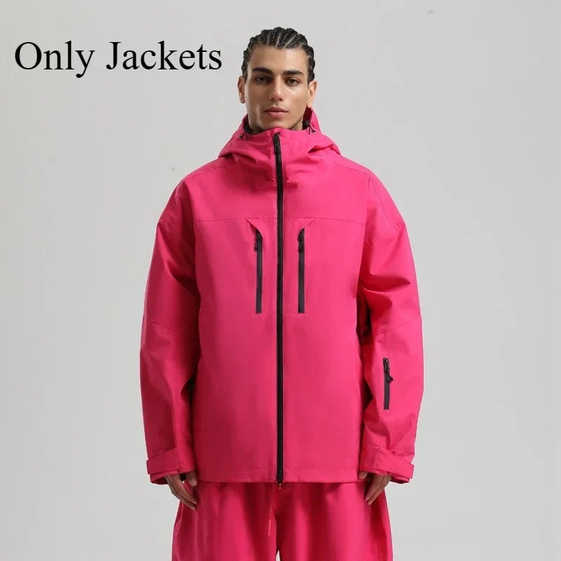 Veste de ski et snowboard pour homme à capuche imperméable avec fermetures éclair noires