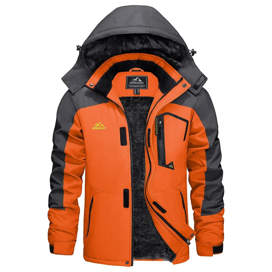 Wasserdichte Herren-Wanderjacke mit Kapuze und warmem Innenfutter für Outdoor-Aktivitäten
