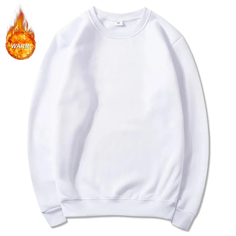 Avslappet, ensfarget unisex-sweatshirt med rund hals i fleece