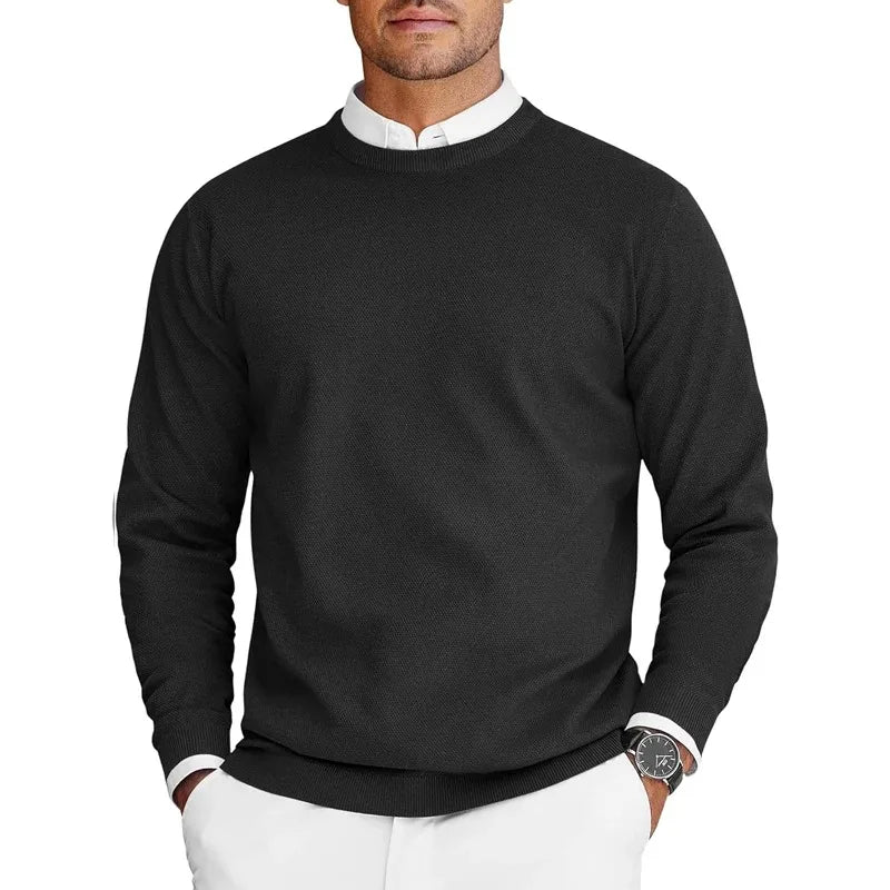 Maglione da uomo girocollo testurizzato a maniche lunghe, disponibile in diversi colori