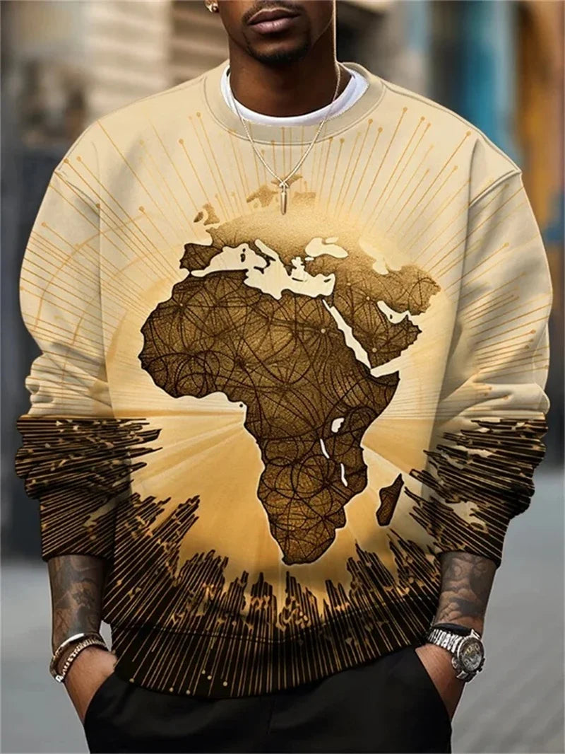 Herresweatshirt med grafisk print, rund hals og lange ærmer