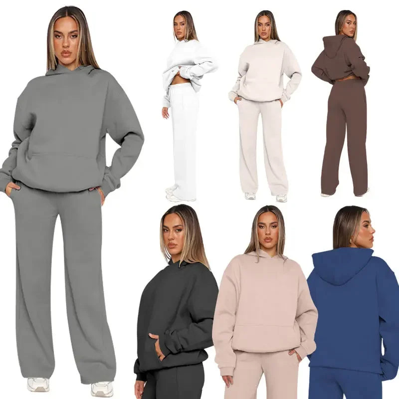 Completo casual donna con cappuccio stile lounge per tutti i giorni e viaggi