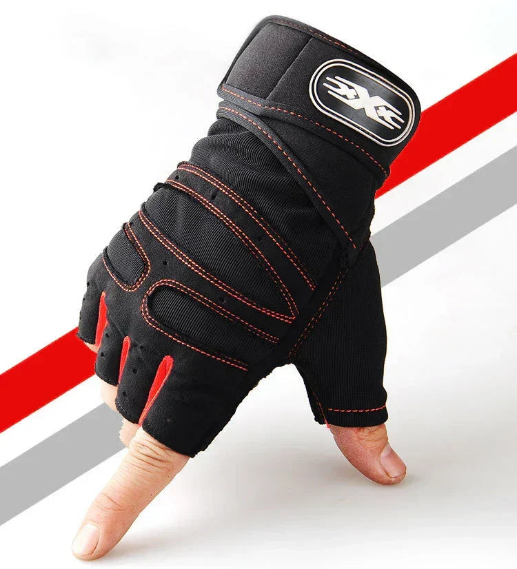 Fingerlose Fitnesshandschuhe mit Handgelenkstütze in Schwarz und Blau