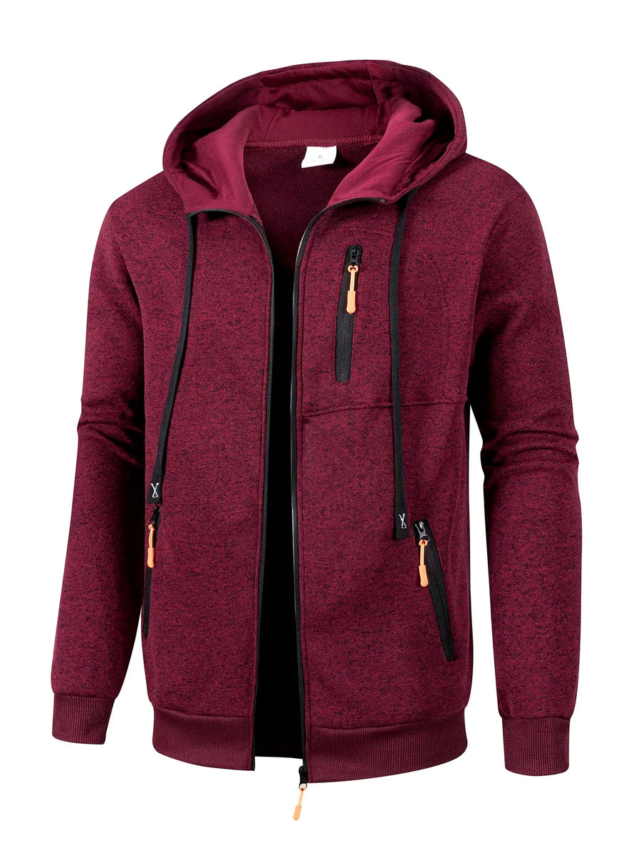 Herren-Kapuzenpullover mit Reißverschluss, Taschen und warmem Innenfutter