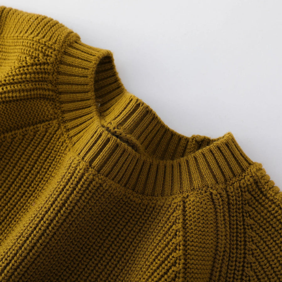 Maglione da donna lavorato a maglia con collo rotondo, maniche lunghe raglan, colore a tinta unita, stile casual