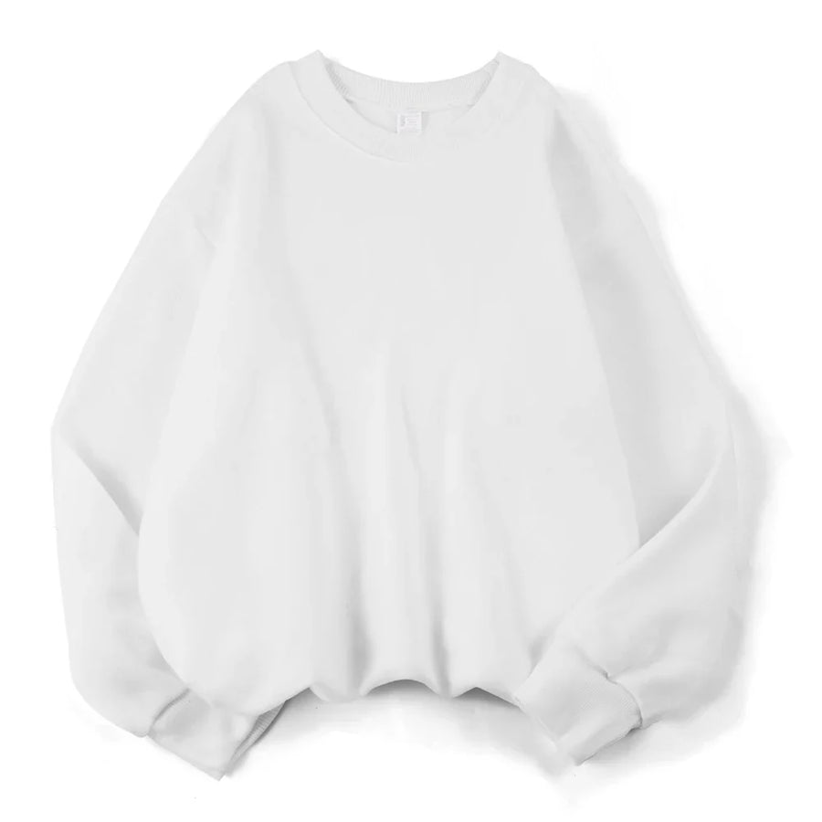 Sweat-shirt Femme ample Violet uni col rond et manches longues