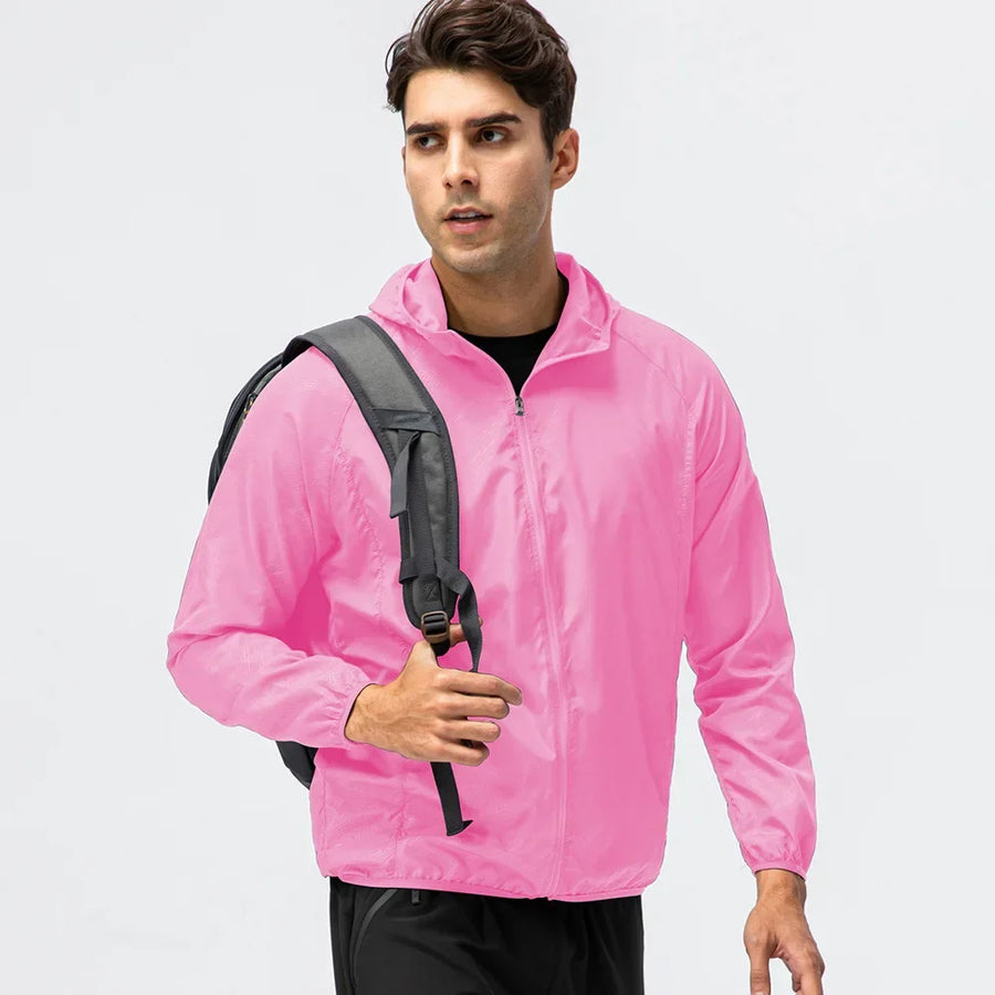 Veste coupe-vent légère à capuche pliable pour homme