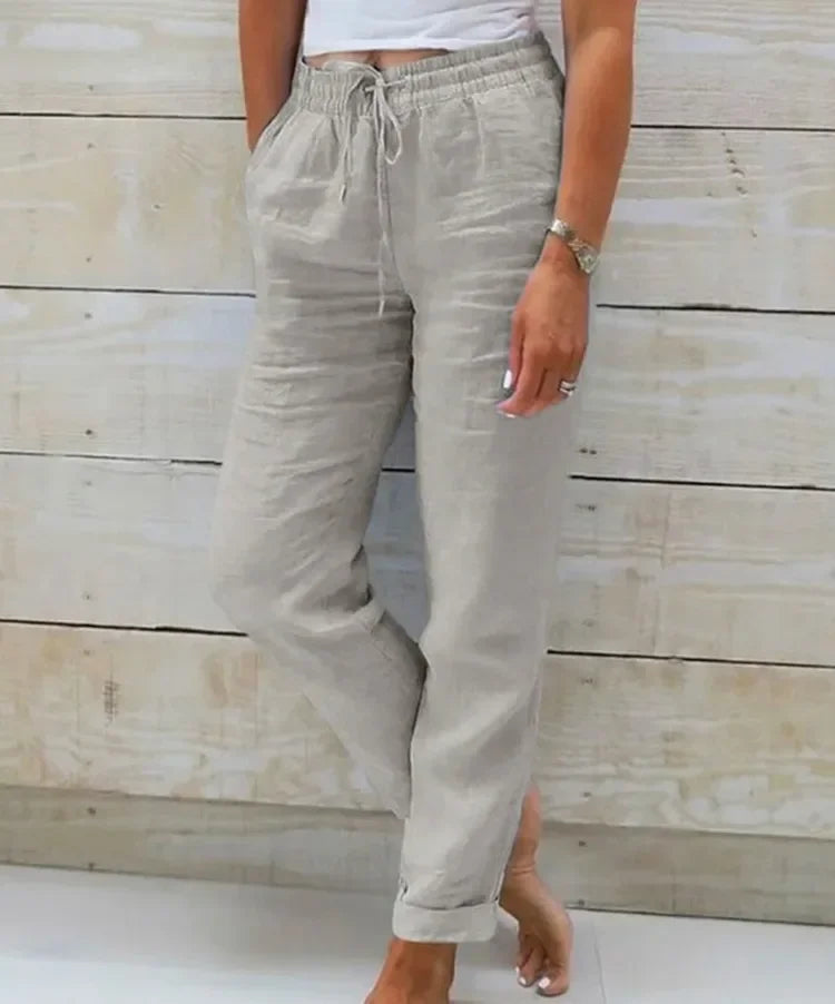 Pantalon décontracté taille haute pour femme style quotidien chic