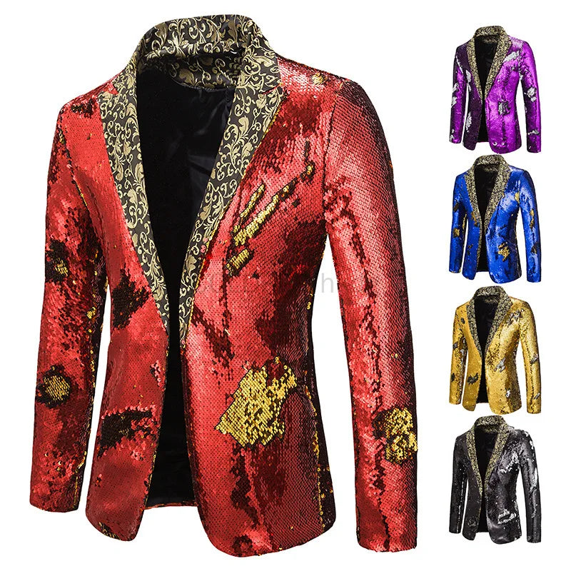 Men's luxury style sequin evening jacket for festive events and shows