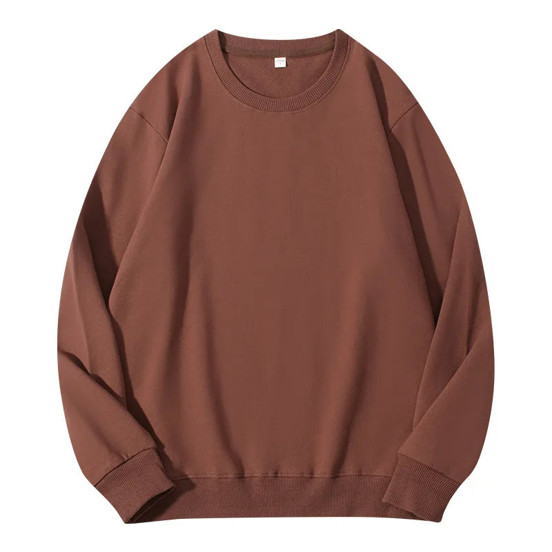 Sudadera informal lisa de cuello redondo, de tejido suave
