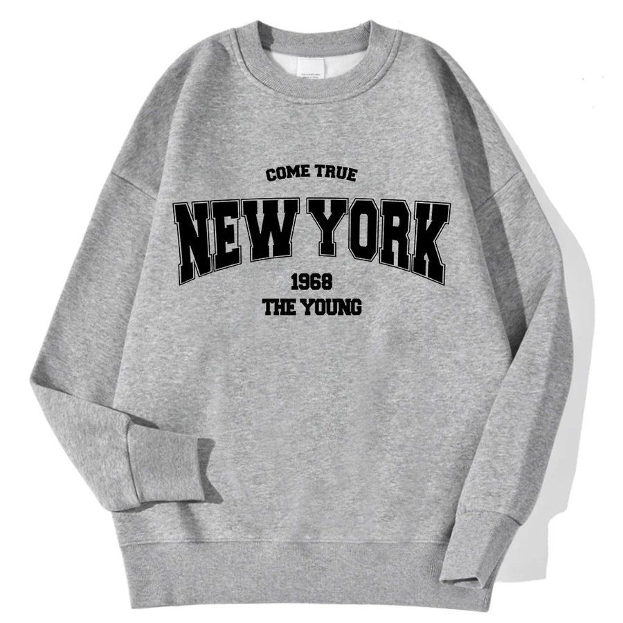 Unisex rundhalsad sweatshirt med bokstavstryck i ledig stil