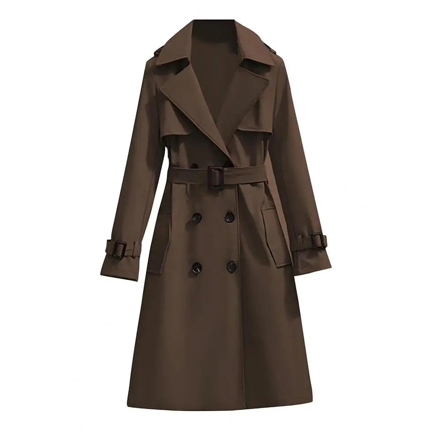 Trench-coat long double boutonnage avec ceinture pour femme - Plusieurs couleurs