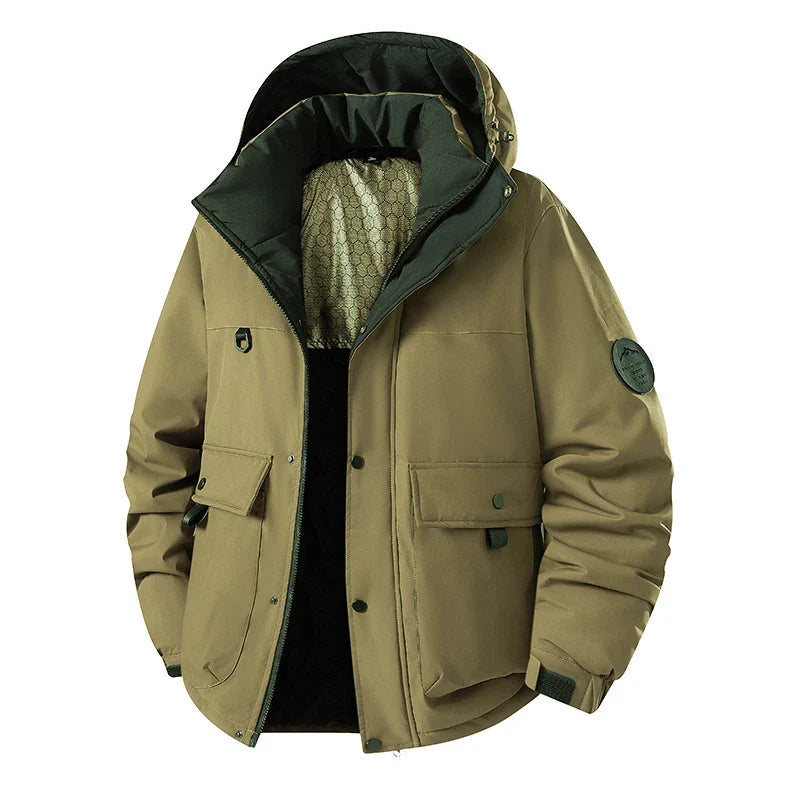 Doudoune à capuche homme matelassée coupe-vent couleur unie