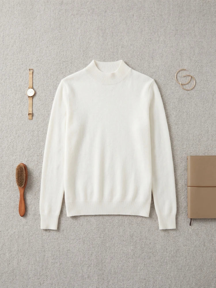 Women's knitted mock-neck long-sleeve sweater