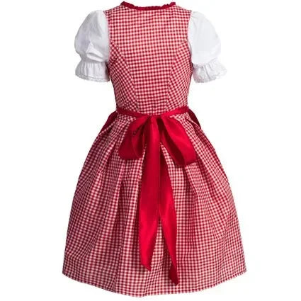 Traditionel rød og hvid tyrolsk dirndl-kjole til kvinder