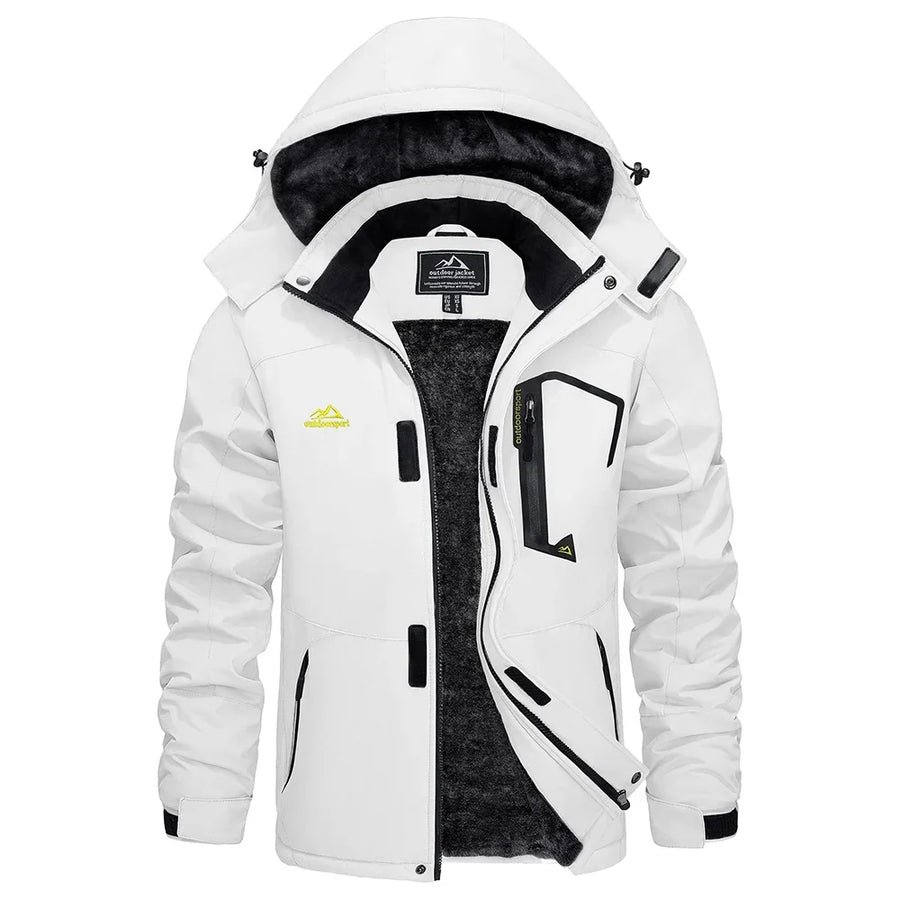 Wasserdichte Herren-Wanderjacke mit Kapuze und warmem Innenfutter für Outdoor-Aktivitäten