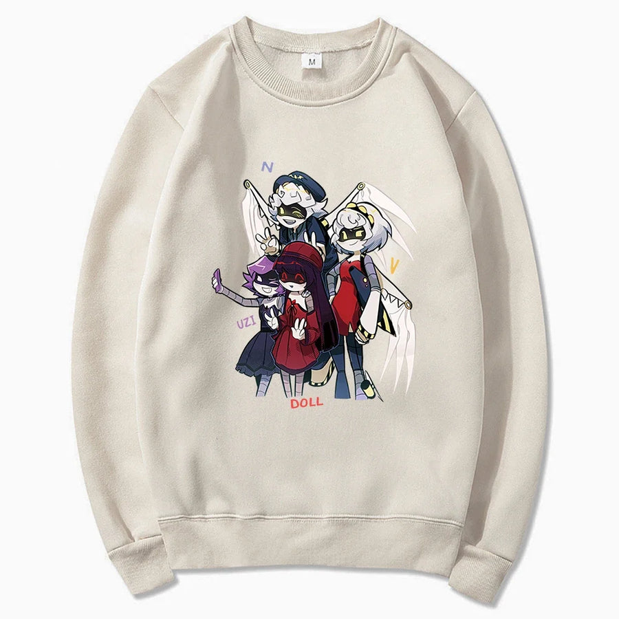 Felpa con cappuccio unisex con stampa anime, tasca a marsupio e coulisse