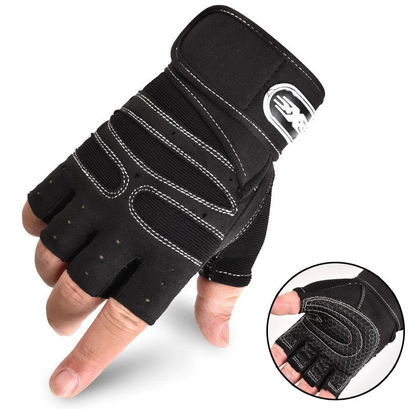 Fingerlose Fitnesshandschuhe mit Handgelenkstütze in Schwarz und Blau