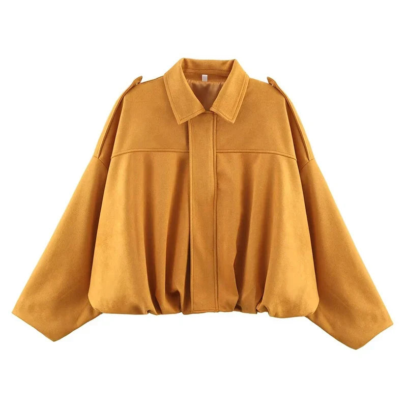 Veste courte style aviateur femme kaki col classique manches longues
