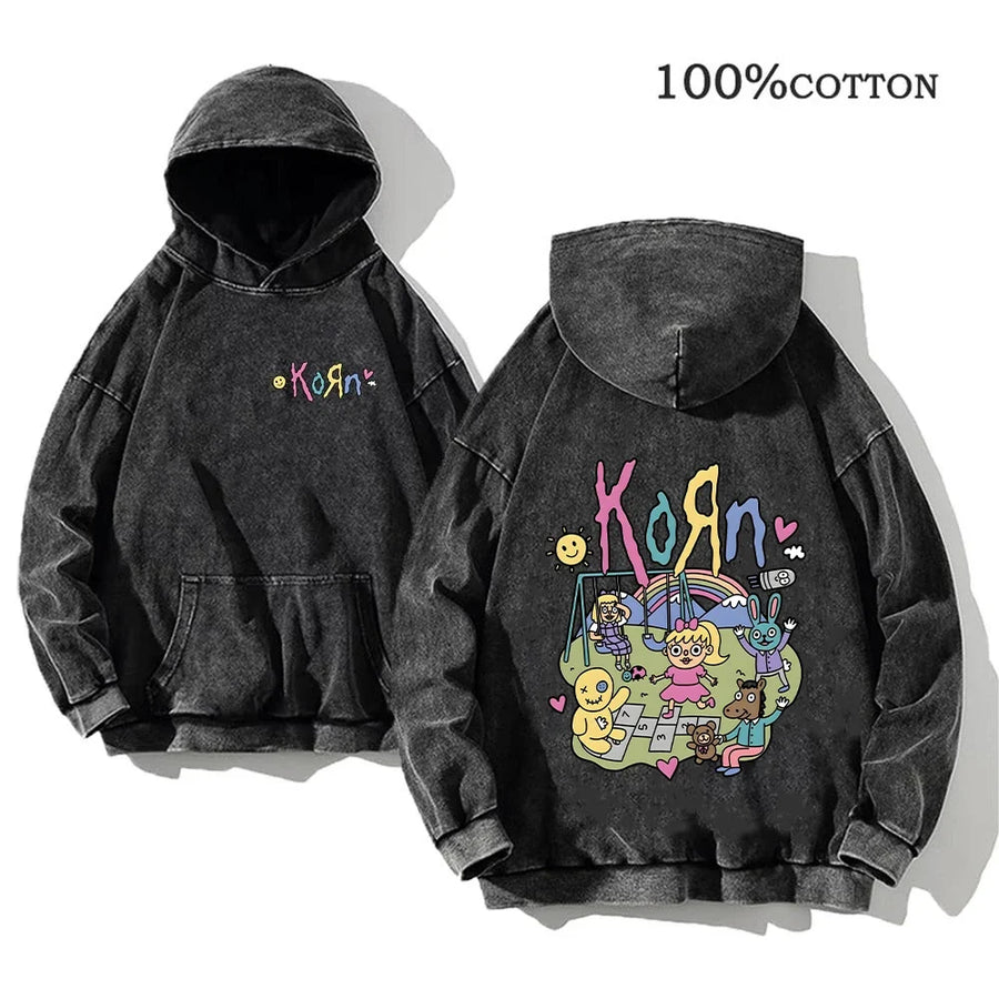 Sweat à Capuche Noir Décontracté à Imprimés Graphiques Variés