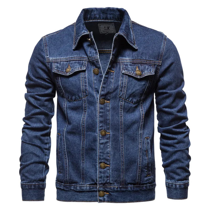 Klassisk denimjakke til mænd, afslappet pasform, fås i flere farver