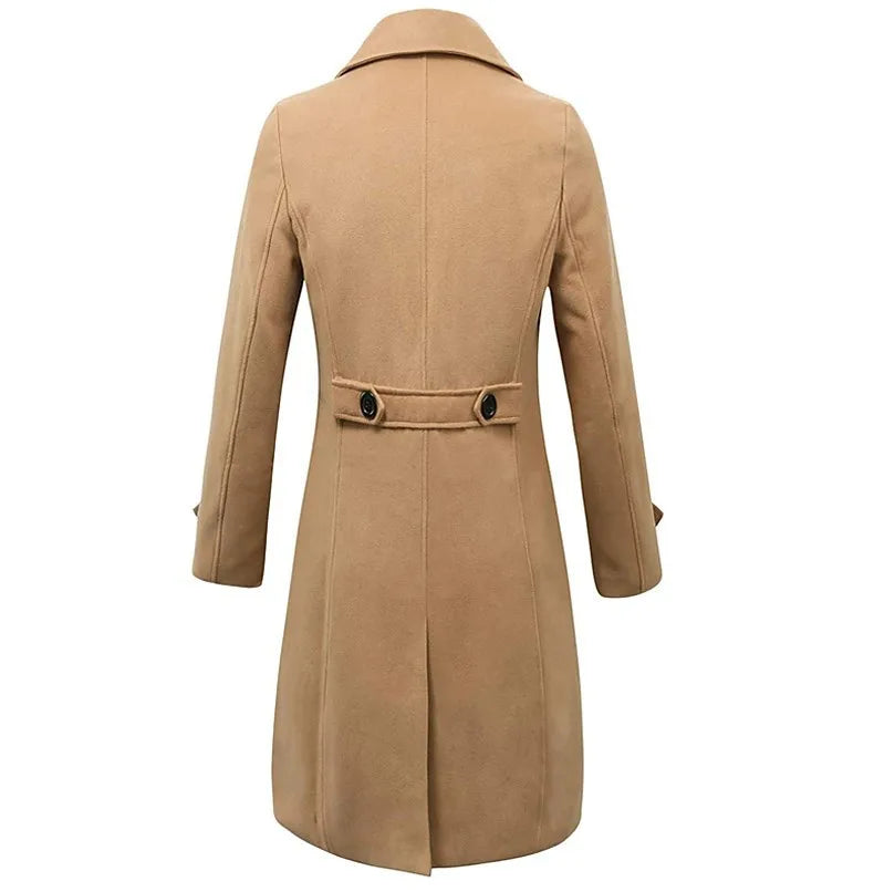Manteau long homme croisé gris avec col large - Style classique élégant