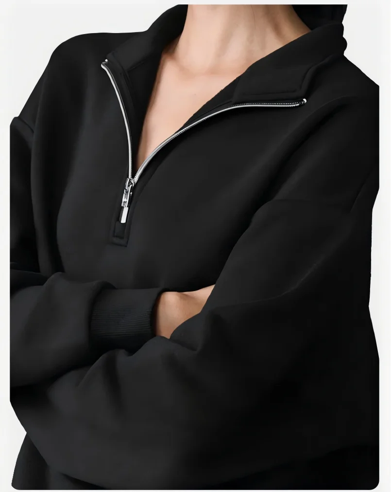 Conjunto deportivo gris claro para mujer - Sudadera con cremallera y cuello alto y pantalón corto