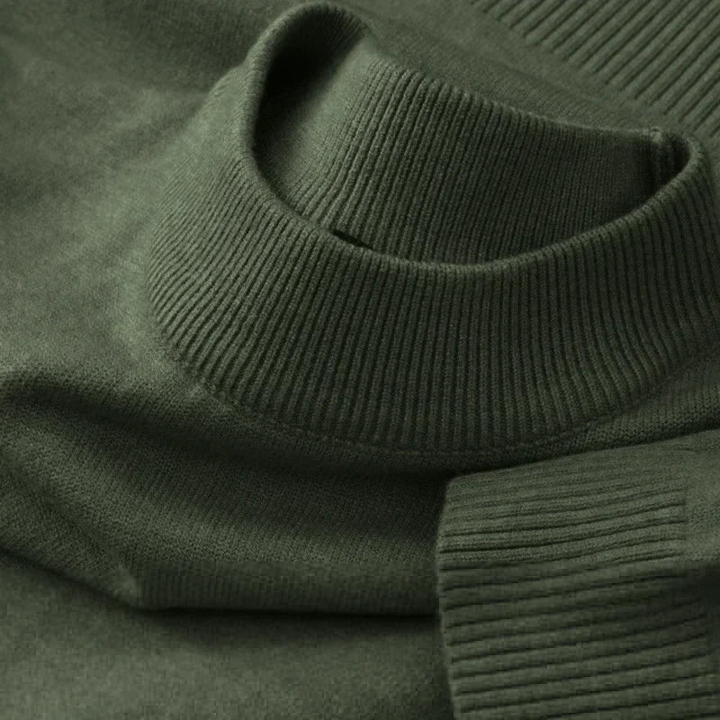 Jersey de cuello redondo acanalado de color liso, tejido suave