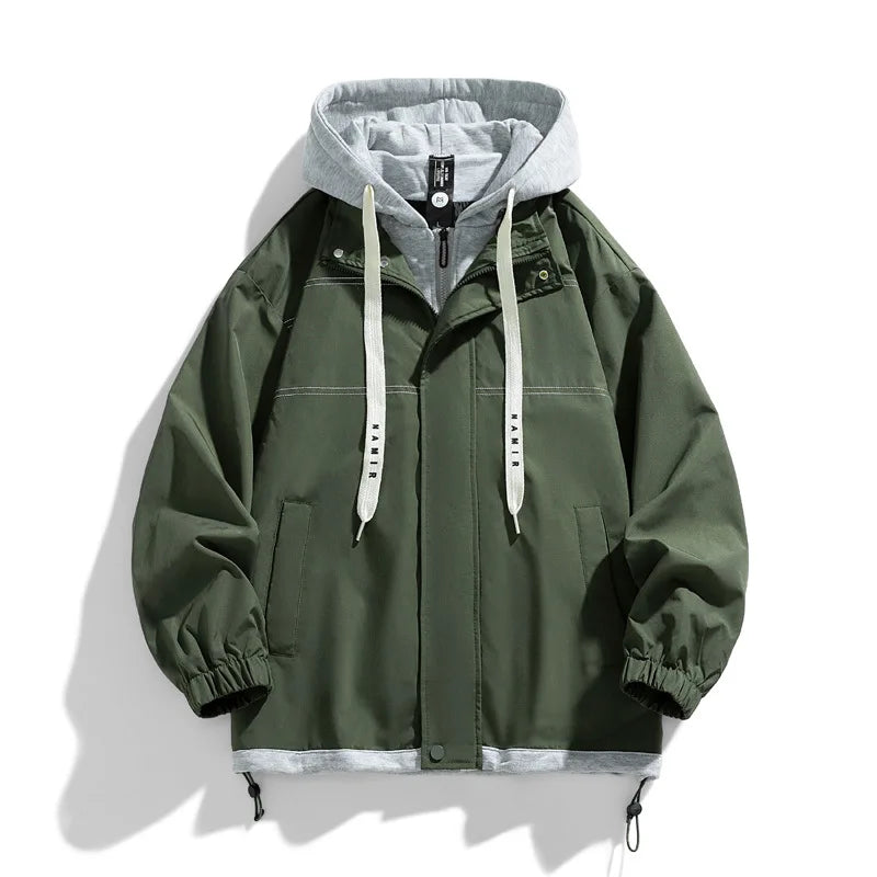 Veste Homme à Capuche Doublée Style Décontracté avec Cordon de Serrage Manches Longues