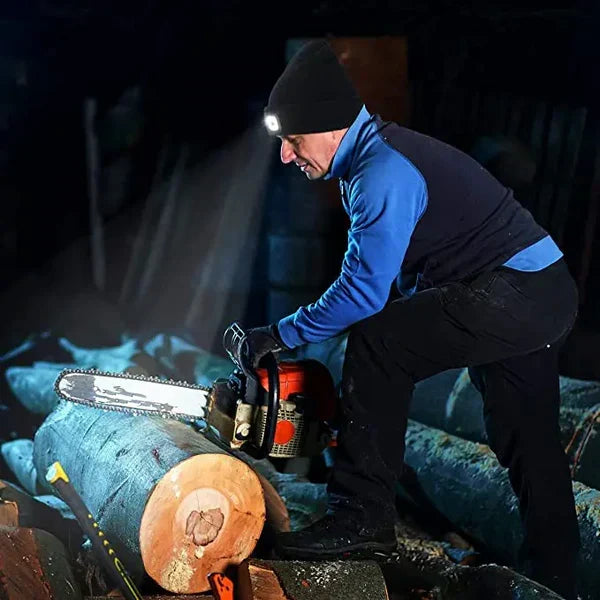 Uniseks gebreide muts met geïntegreerd ledlicht, warme wintermuts