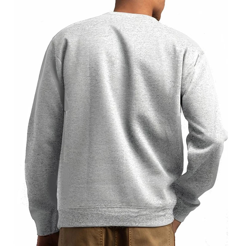 Avslappet, ensfarget unisex-sweatshirt med rund hals i fleece