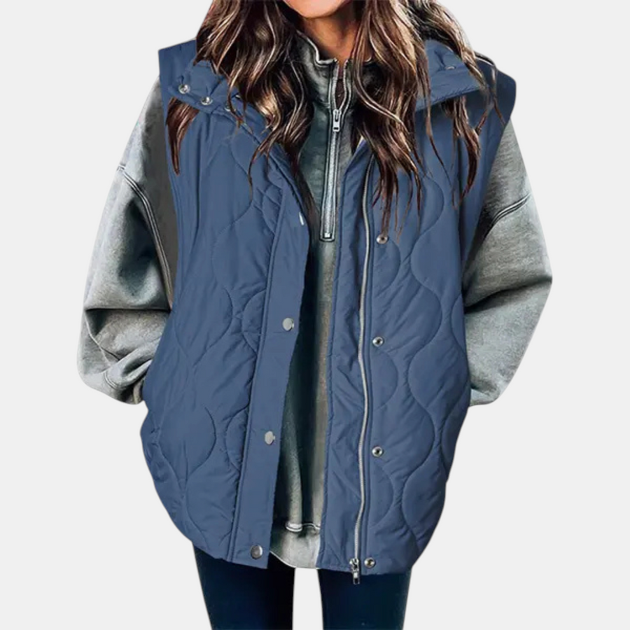 Women's quilted vest, sleeveless puffer jacket with zipper and buttons
