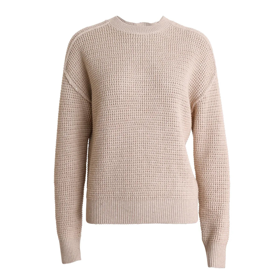 Jersey de punto gofrado de cuello redondo para mujer