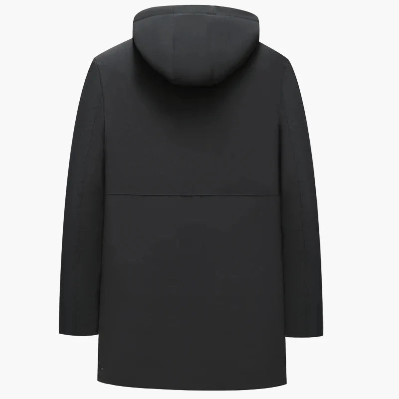 Elegant vinterfrakke til mænd, lige snit, urban stil, ideel til koldt vejr