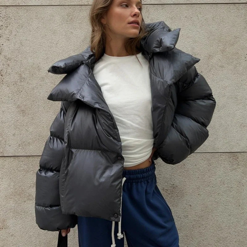 Women's Short Hooded Quilted Puffer Jacket