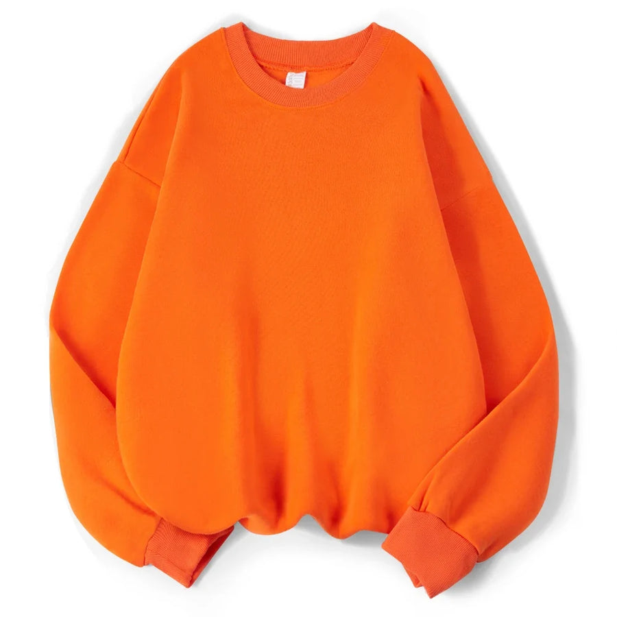 Sweat-shirt Femme ample Violet uni col rond et manches longues