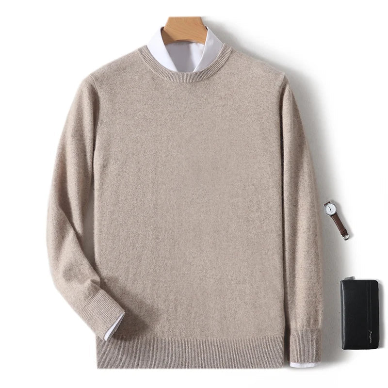 Pull homme col rond uni en maille douce à manches longues