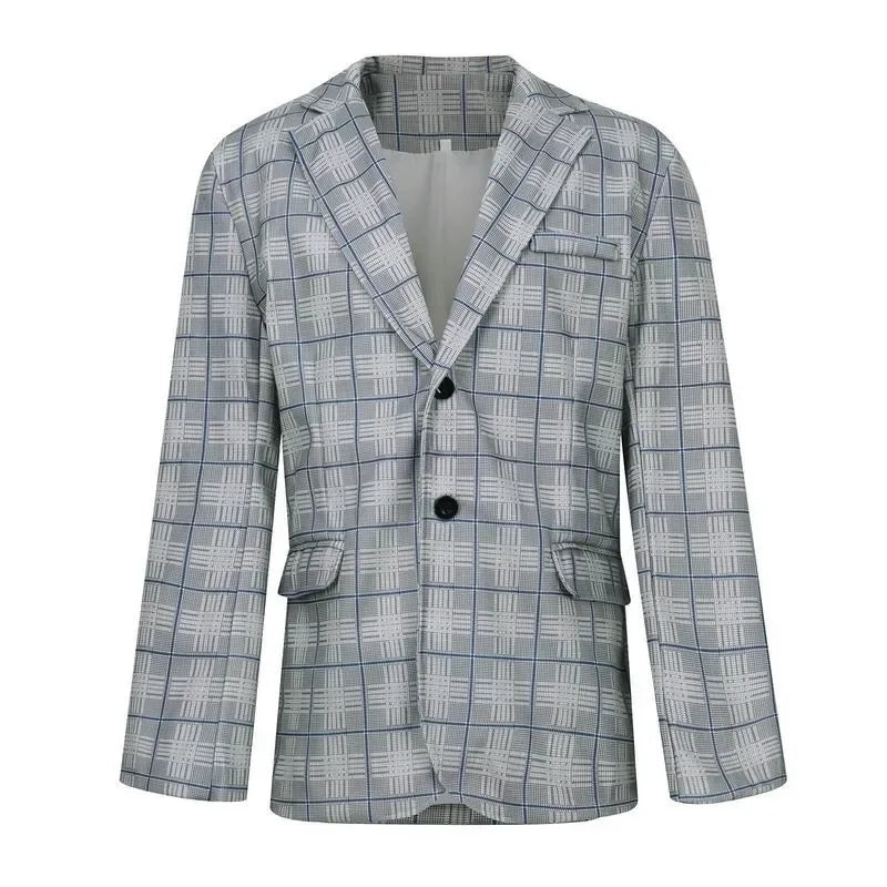 Elegant men's suit jacket with checkered pattern – Business and refined style for office or formal occasions