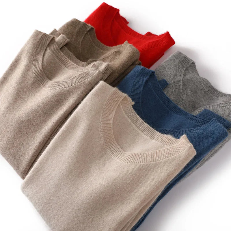 Women's soft-knit solid-color crew-neck long-sleeve sweater