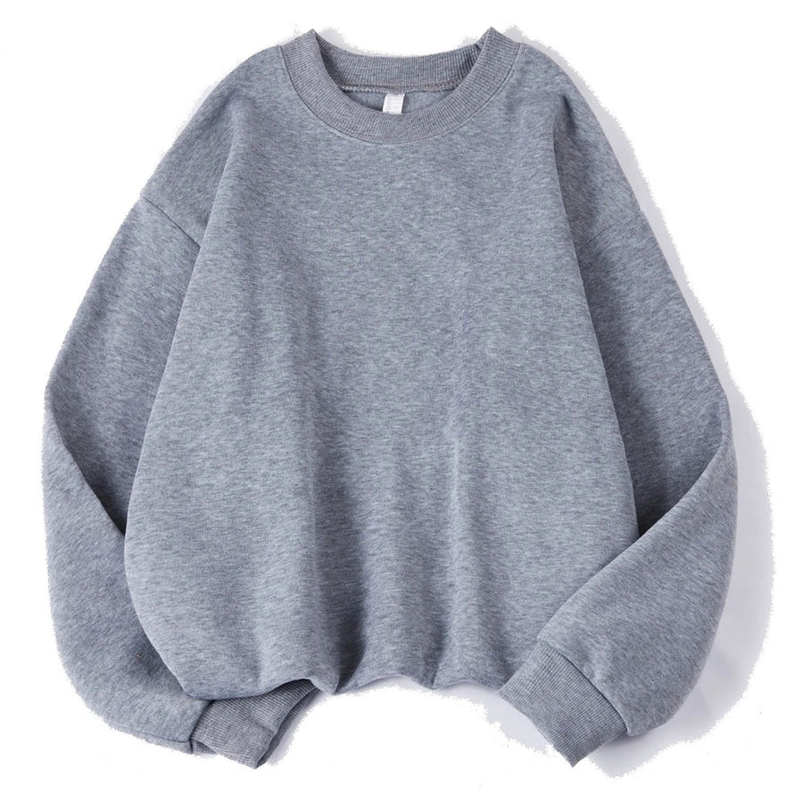 Sweat-shirt Femme ample Violet uni col rond et manches longues