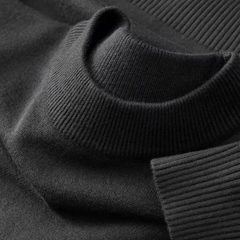Jersey de cuello redondo acanalado de color liso, tejido suave
