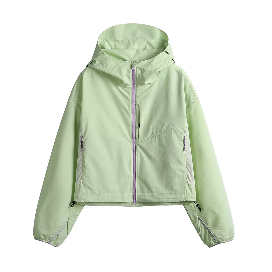 Veste courte à capuche légère pour femme, coloris variés